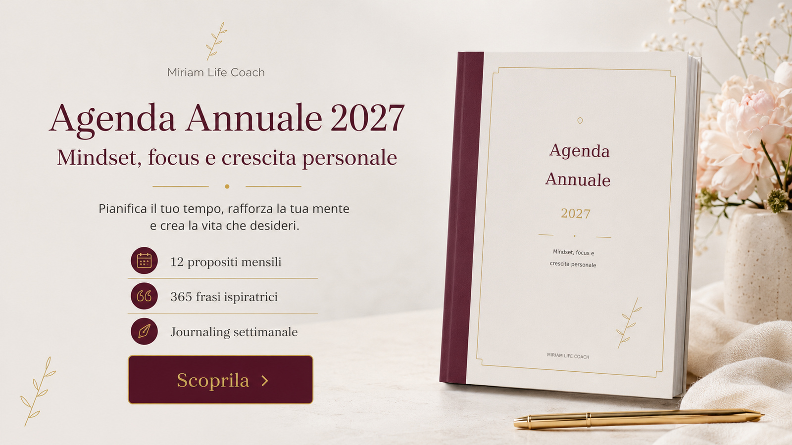 Agenda annuale 2027 -mindset crescita personale journaling